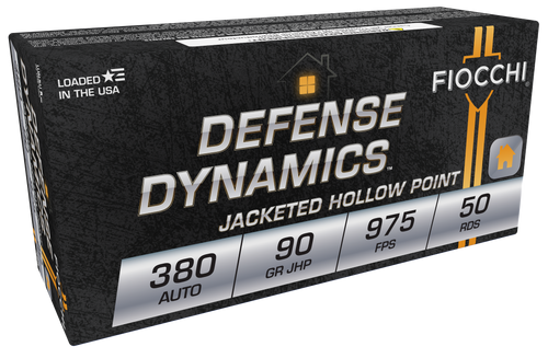 Fiocchi 380APHP Defense Dynamics  380ACP 90gr Jacketed Hollow Point 50 Per Box/20 Case                                                                                                                  