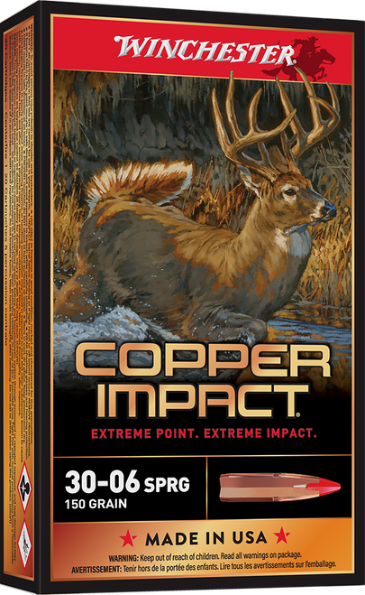 Winchester Ammo X3006CLF Copper Impact  30-06Springfield 150gr Copper Extreme Point Lead Free 20 Per Box/10 Case                                                                                        