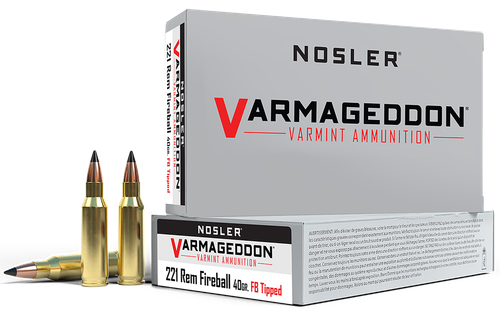 Nosler 65125 Varmageddon  221RemFireball 40gr Flat Base Tipped 20 Per Box/20 Case                                                                                                                       