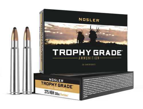 Nosler 40606 Trophy Grade Safari  375H&HMag 300gr Nosler Spitzer Partition 20 Per Box/10 Case                                                                                                           