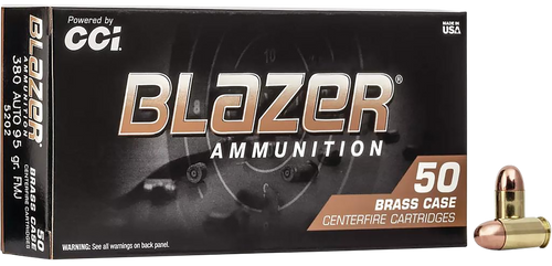 CCI 5202 Blazer Brass Handgun 380ACP 95gr Full Metal Jacket 50 Per Box/20 Case                                                                                                                          