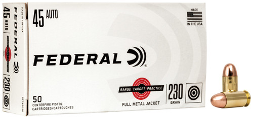 Federal RTP45230 Range & Target  45ACP 230gr Full Metal Jacket 50 Per Box/20 Case                                                                                                                       