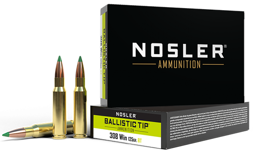 Nosler 40061 Ballistic Tip  308Win 125gr Spitzer Ballistic Tip 20 Per Box/10 Case                                                                                                                       