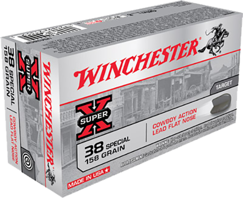 Winchester Ammo USA38CB Super X Cowboy Action 38Special 158gr Lead Flat Nose 50 Per Box/10 Case                                                                                                         