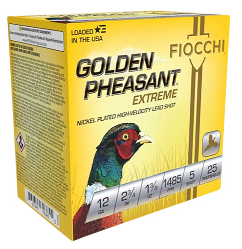 Fiocchi 12GPX5 Golden Pheasant Extrema 12Gauge 2.75" 1 3/8oz 5Shot 25 Per Box/10 Case                                                                                                                   