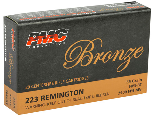 PMC 223A Bronze  223Rem 55gr Full Metal Jacket Boat Tail 20 Per Box/50 Case                                                                                                                             