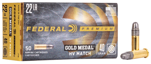 Federal 719 Gold Medal  22LR 40gr Lead Round Nose 50 Per Box/100 Case                                                                                                                                   