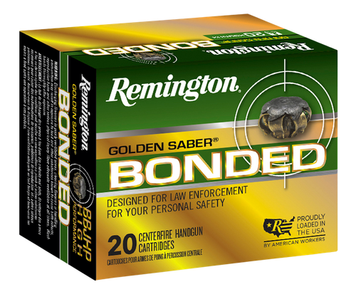 Remington Ammunition 29363 Golden Saber Bonded  40S&W 165gr Bonded Brass Jacketed Hollow Point 20 Per Box/25 Case                                                                                       