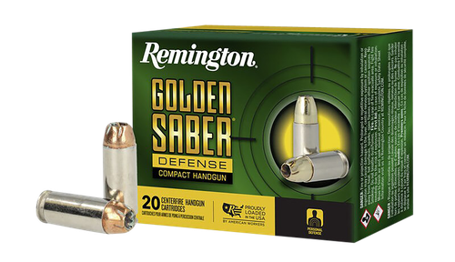 Remington Ammunition R21370 Golden Saber Defense 10mmAuto 180gr Brass Jacketed Hollow Point 20 Per Box/25 Case                                                                                          