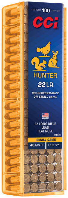 CCI 3R40LFN Hunter  22LR 40gr Lead Flat Nose 100 Per Box/50 Case                                                                                                                                        