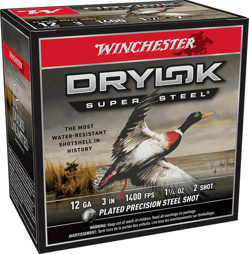 Winchester Ammo XSV1232 Drylok Super Steel Magnum 12Gauge 3" 1 1/4oz 2Shot 25 Per Box/10 Case                                                                                                           