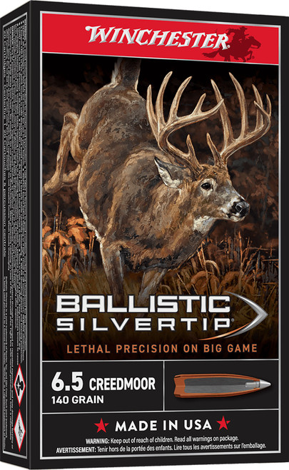 Winchester Ammo SBST65CM Ballistic Silvertip  6.5Creedmoor 140gr Rapid Controlled Expansion Polymer Tip 20 Per Box/10 Case                                                                              