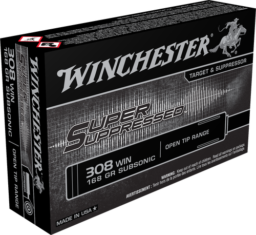 Winchester Ammo SUP308 Super Suppressed  308Win 168gr Open Tip Range 20 Per Box/10 Case                                                                                                                 