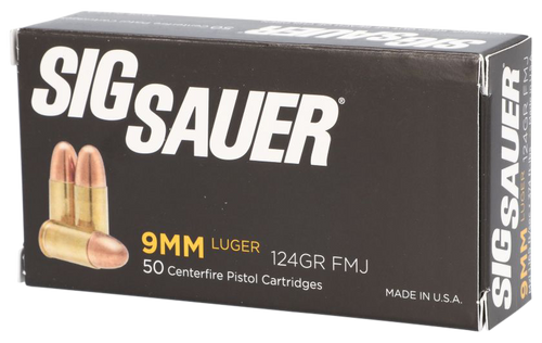 Sig Sauer E9MMB250 Elite Ball  9mmLuger 124gr Full Metal Jacket 50 Per Box/20 Case                                                                                                                      