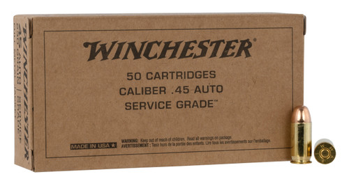 Winchester Ammo SG45W USA Service Grade 45ACP 230gr Full Metal Jacket 50 Per Box/10 Case                                                                                                                