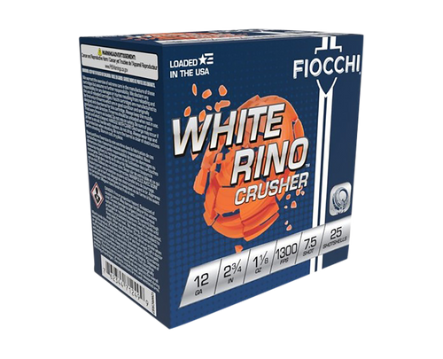 Fiocchi 12WRCRS7 Exacta Target White Rino Crusher 12Gauge 2.75" 1 1/8oz 7.5Shot 25 Per Box/10 Case                                                                                                      