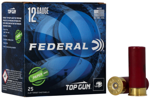 Federal TG12WS175 Top Gun Steel Paper Wad 12Gauge 2.75" 1oz 7.5Shot 25 Per Box/10 Case                                                                                                                  
