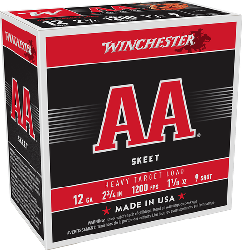 Winchester Ammo AAM129 AA Heavy 12Gauge 2.75" 1 1/8oz 9Shot 25 Per Box/10 Case                                                                                                                          