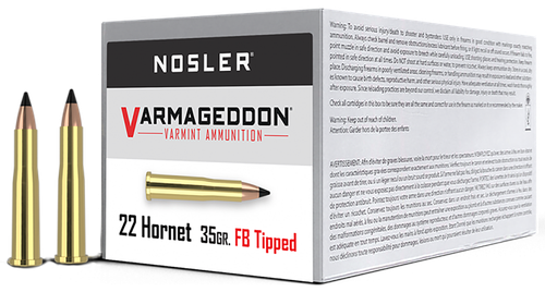 Nosler 41132 Varmageddon  22Hornet 35gr Flat Base Tipped 50 Per Box/5 Case                                                                                                                              