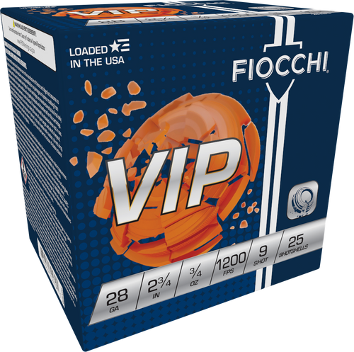 Fiocchi 28VIP9 Exacta Target VIP 28Gauge 2.75" 3/4oz 9Shot 25 Per Box/10 Case                                                                                                                           