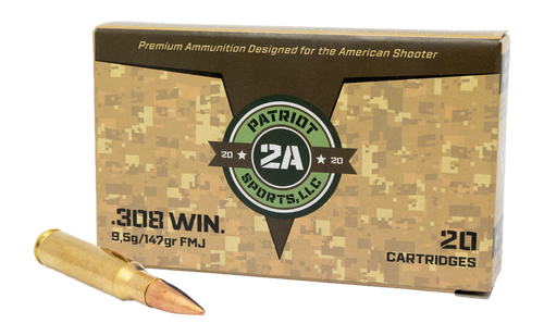 PATRIOT SPORTS LLC P308147F   308 Win 147gr Full Metal Jacket 20 Per Box/50 Case                                                                                                                        