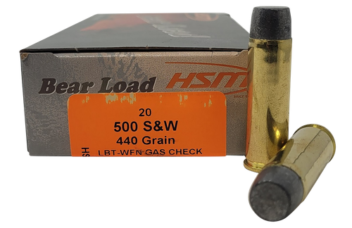 HSM 500SW6N Bear Load  500 S&W Mag 440 gr Wide Flat Nose 20 Per Box/ 25 Case                                                                                                                            
