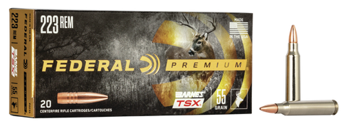 Federal P223S Premium  223Rem 55gr Barnes TSX 20 Per Box/10 Case                                                                                                                                        