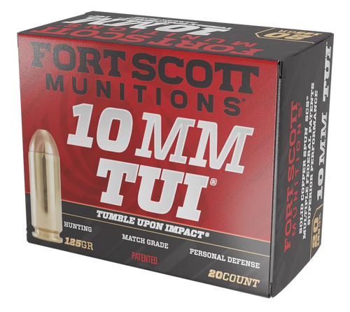 Fort Scott Munitions 10MM124SCV Tumble Upon Impact (TUI)  10mmAuto 125gr Solid Copper Spun 20 Per Box/25 Case                                                                                           