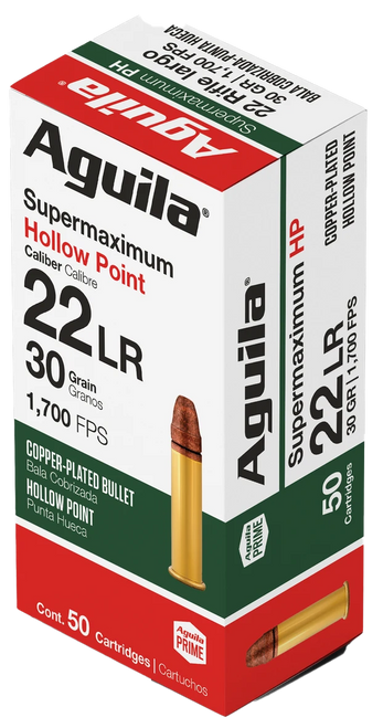 Aguila 1B220297CPHP Supermaximum  22LR 30gr Hollow Point 50 Per Box/20 Case                                                                                                                             