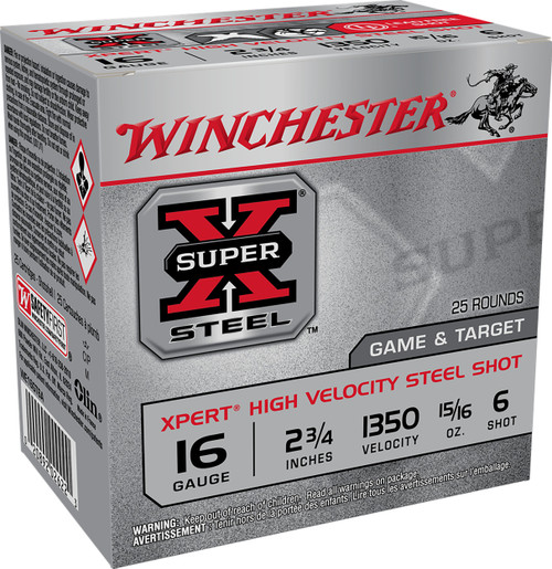 Winchester Ammo WE16GT6A Super X Xpert High Velocity 16Gauge 2.75" 15/16oz 6Shot 25 Per Box/10 Case                                                                                                     