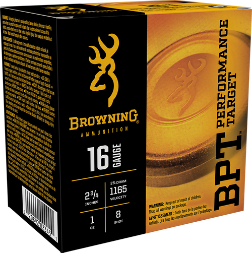 Browning Ammo B193611628 BPT Performance Target  16Gauge 2.75" 1oz 8Shot 25 Per Box/10 Case                                                                                                             