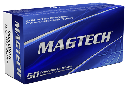 Magtech 9S Range/Training  9mmLuger 124gr Jacketed Soft Point 50 Per Box/20 Case                                                                                                                        