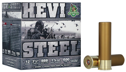 HEVI-Shot HS65888 HEVI-Steel  12Gauge 3.50" 1 3/8oz BBBShot 25 Per Box/10 Case                                                                                                                          