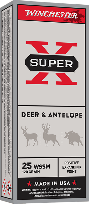 Winchester Ammo X25WSS Super X  25WSSM 120gr Positive Expanding Point 20 Per Box/10 Case                                                                                                                