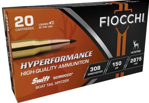 Fiocchi 308SCA Hyperformance  308Win 150gr Swift Scirocco II Bonded 20 Per Box/10 Case                                                                                                                  