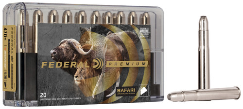 Federal P470T1 Premium Safari Cape-Shok 470NitroExpress 500gr Trophy Bonded Bear Claw 20 Per Box/10 Case                                                                                                