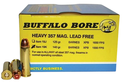 Buffalo Bore Ammunition 19K20 Buffalo-Barnes Strictly Business 357Mag 140gr Barnes VOR-TX XPB Lead Free 20 Per Box/12 Case                                                                              