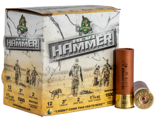 HEVI-Shot HS28002 HEVI-Hammer  12Gauge 3" 1 1/4oz 2Shot 25 Per Box/10 Case                                                                                                                              