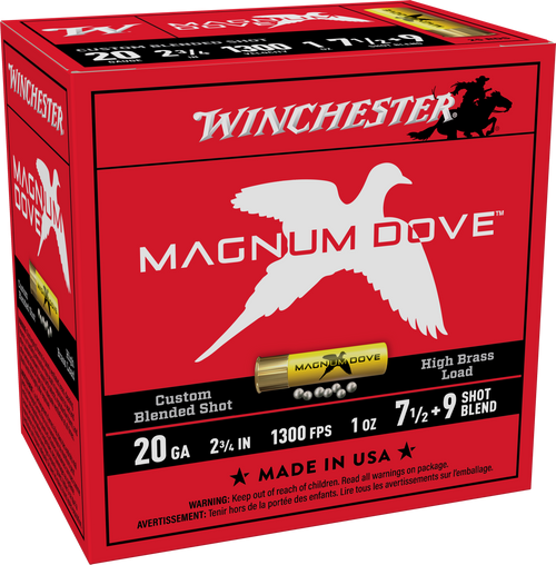 Winchester Ammo MD2079 Magnum Dove  20Gauge 2.75" 1oz 7.5/9Shot 25 Per Box/10 Case                                                                                                                      