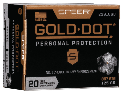 Speer 23918GD Gold Dot Personal Protection 357Sig 125gr Hollow Point 20 Per Box/10 Case                                                                                                                 