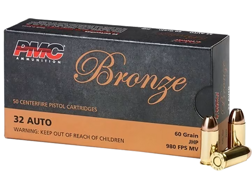 PMC 32B Bronze  32ACP 60gr Jacketed Hollow Point 50 Per Box/20 Case                                                                                                                                     