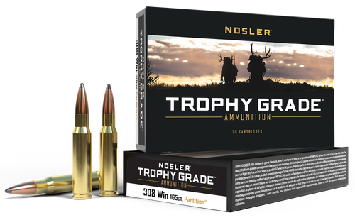 Nosler 60053 Trophy Grade  308 Win 165 gr Nosler Spitzer Partition 20 Per Box/ 10 Case                                                                                                                  