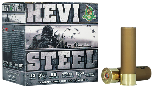 HEVI-Shot HS65088 HEVI-Steel  12Gauge 3.50" 1 3/8oz BBShot 25 Per Box/10 Case                                                                                                                           