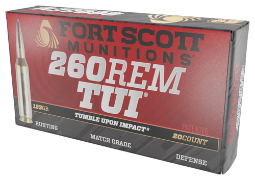 Fort Scott Munitions 260123SCV2 Tumble Upon Impact (TUI)  260Rem 123gr Solid Copper Spun 20 Per Box/25 Case                                                                                             