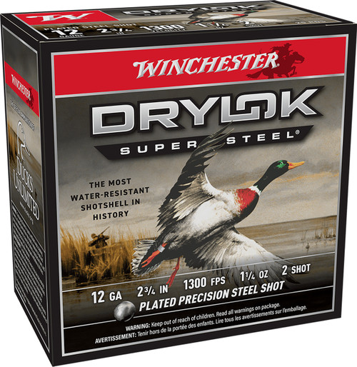 Winchester Ammo XSM122 Drylok Super Steel Magnum 12Gauge 2.75" 1 1/4oz 2Shot 25 Per Box/10 Case                                                                                                         