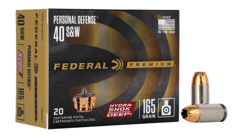 Federal P40HSD1 Premium Personal Defense 40S&W 165gr Hydra-Shok Deep Hollow Point 20 Per Box/10 Case                                                                                                    