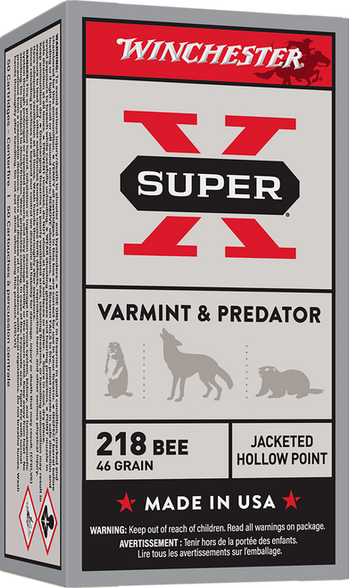 Winchester Ammo X218B Super X  218Bee 46gr Jacketed Hollow Point 50 Per Box/10 Case                                                                                                                     