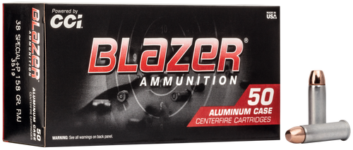 CCI 3519 Blazer Handgun 38Special +P 158gr Total Metal Jacket 50 Per Box/20 Case                                                                                                                        
