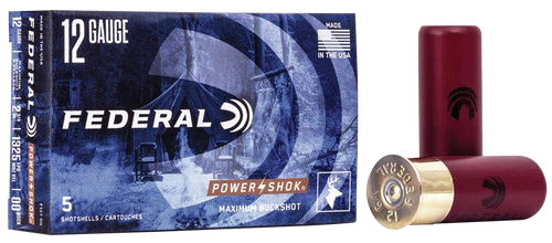 Federal F12700 Power-Shok Magnum 12Gauge 2.75" 9Pellets 1 3/16oz 00BuckShot 5 Per Box/50 Case                                                                                                           