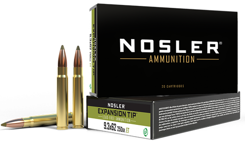 Nosler 40393 E-Tip  9.3mmx62Mauser 250gr E Tip Lead Free 20 Per Box/10 Case                                                                                                                             